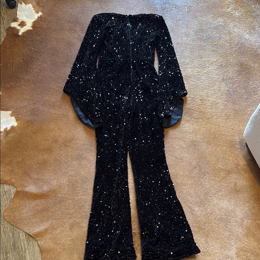 Black Sequin Jumpsuit - Picture 4 of 4